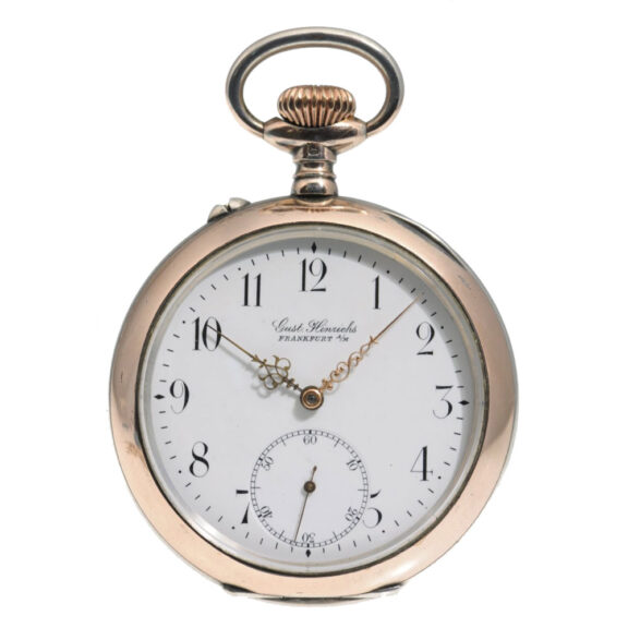 German silver open faced watch with a silver chain Circa 1909