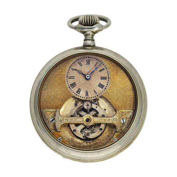 Swiss nickel open faced tourbillon pocket watch Circa 1910