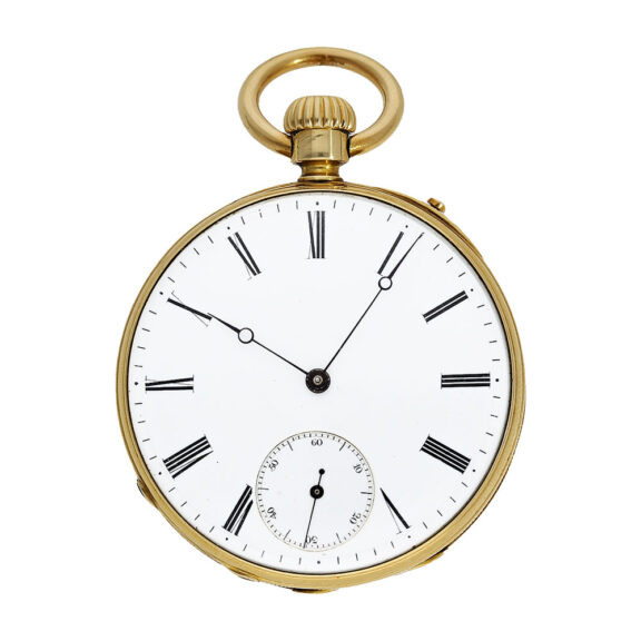 Swiss 18K gold open faced lever pocket watch Circa 1850 Swiss 18K gold open faced lever pocket watch Circa 1850