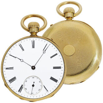 Swiss 18K gold open faced lever pocket watch Circa 1850