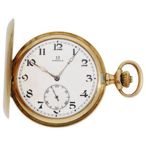 Swiss 14K gold Art Deco full hunter pocket watch Circa 1924