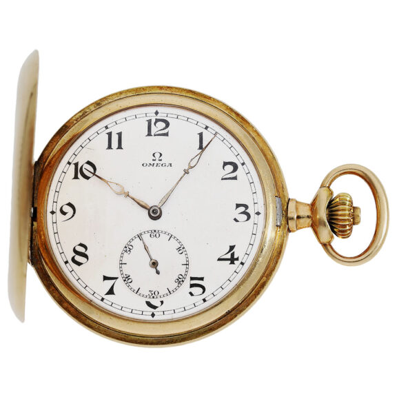 Swiss 14K gold Art Deco full hunter pocket watch Circa 1924