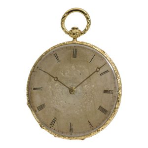 Ultra thin Swiss gold open faced pocket watch Circa 1850