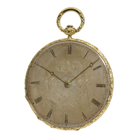 Ultra thin Swiss gold open faced pocket watch Circa 1850