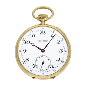 Swiss 18K gold lever pocket watch with 24-hour dial Circa 1908 Swiss 18K gold lever pocket watch with 24-hour dial Circa 1908