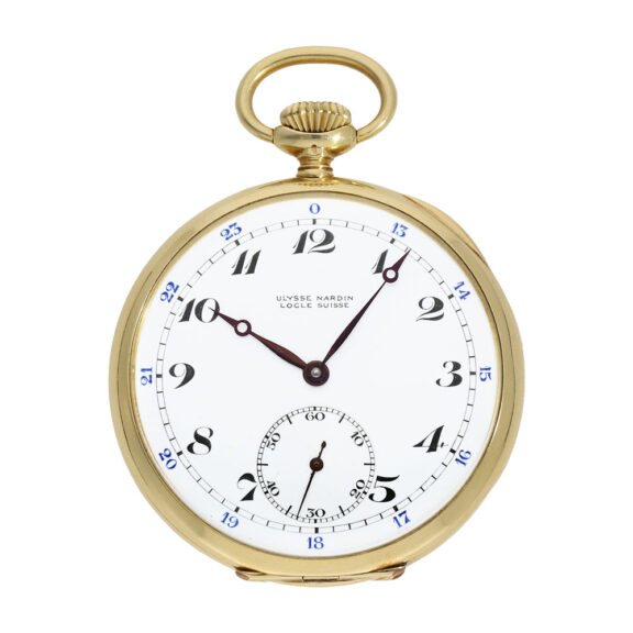 Swiss 18K gold lever pocket watch with 24-hour dial Circa 1908 Swiss 18K gold lever pocket watch with 24-hour dial Circa 1908