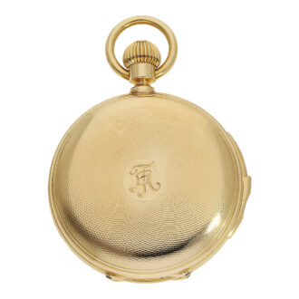 Swiss gold hunting cased quarter-hour repeating lever Circa 1890
