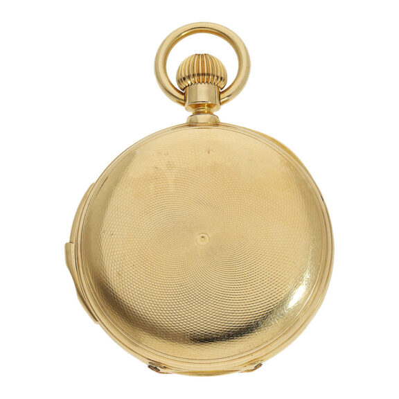 Swiss gold hunting cased quarter-hour repeating lever Circa 1890 Swiss gold hunting cased quarter-hour repeating lever Circa 1890