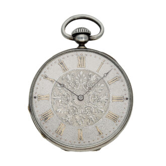 Unusual Swiss silver open faced cylinder pocket watch Circa 1857