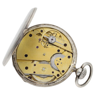 Unusual Swiss silver open faced cylinder pocket watch Circa 1857