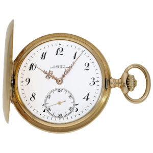 Swiss 14K gold keyless hunting cased pocket watch Circa 1913