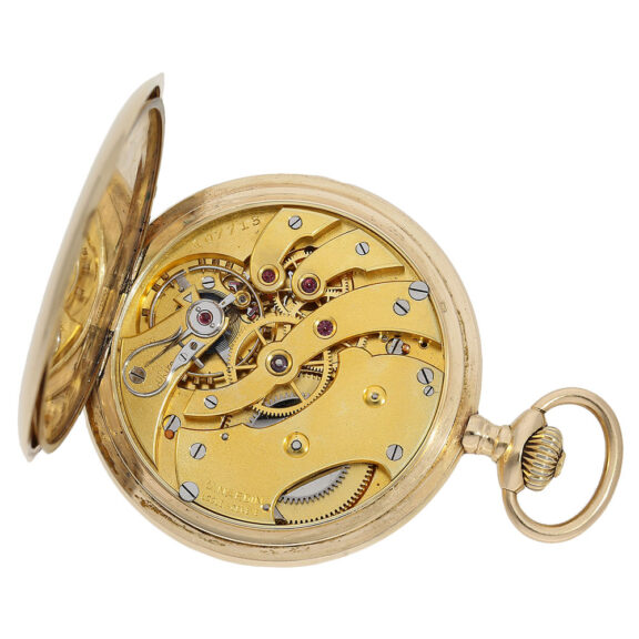 Swiss 14K gold keyless hunting cased pocket watch Circa 1913 Swiss 14K gold keyless hunting cased pocket watch Circa 1913