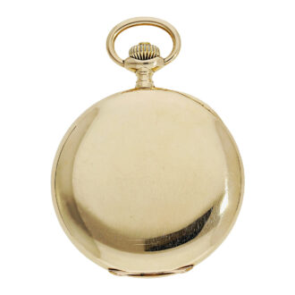 Swiss 14K gold keyless hunting cased pocket watch Circa 1913