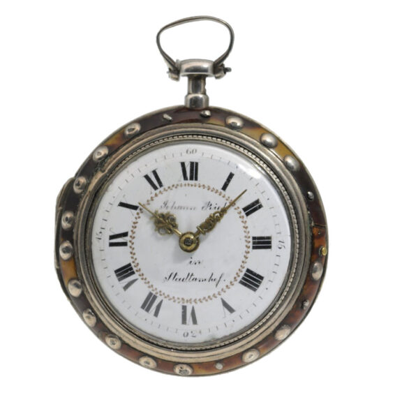 German silver verge with tortoiseshell outer case Circa 1780 German silver verge with tortoiseshell outer case Circa 1780