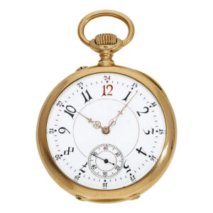Swiss 18K gold Art Nouveau precision pocket watch Circa 1899