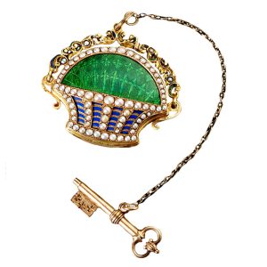 Swiss gold form pendant watch in shape of basket Circa 1810