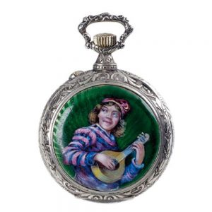 Swiss silver enamel medallion pocket watch Circa 1910