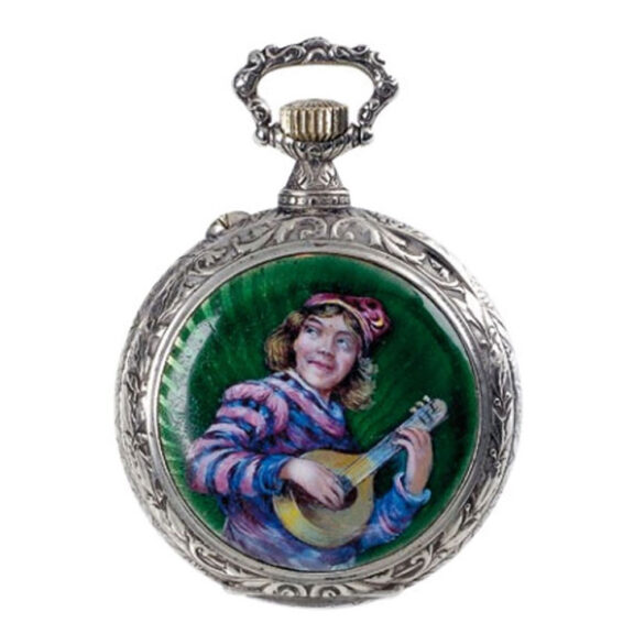 Swiss silver enamel medallion pocket watch Circa 1910