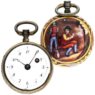 Swiss miniature enamel painted pendant watch Circa 1800