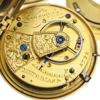 English gold open faced lever pocket watch Circa 1826 English gold open faced lever pocket watch Circa 1826