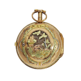 Small French three-coloured gold repoussé pocket watch Circa 1780