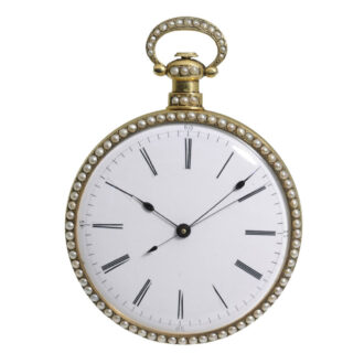 Swiss enamel and pearl set center seconds watch Circa 1850