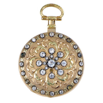 English gold open faced paste set pocket watch Circa 1830