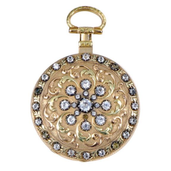 English gold open faced paste set pocket watch Circa 1830