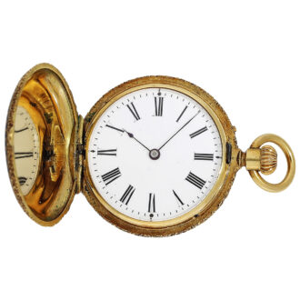 Swiss miniature gold hunting cased pocket watch Circa 1868