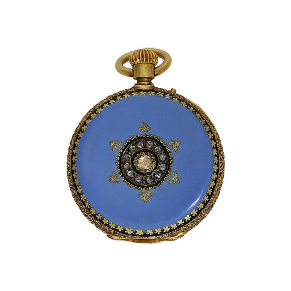 Swiss miniature gold hunting cased pocket watch Circa 1868 Swiss miniature gold hunting cased pocket watch Circa 1868