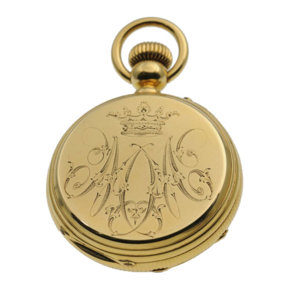 Swiss gold watch with engraved monogram Circa 1885 Swiss gold watch with engraved monogram Circa 1885