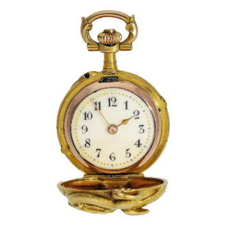Swiss Art Nouveau miniature gold enamel pendant watch Circa 1900