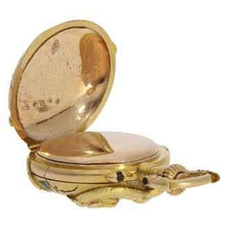 Swiss Art Nouveau miniature gold enamel pendant watch Circa 1900