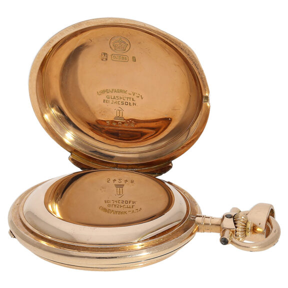 German 14K pink gold lady's full hunter pocket watch Circa 1900 German 14K pink gold lady's full hunter pocket watch Circa 1900
