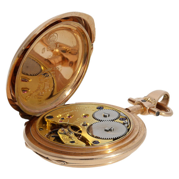 German 14K pink gold lady's full hunter pocket watch Circa 1900 German 14K pink gold lady's full hunter pocket watch Circa 1900