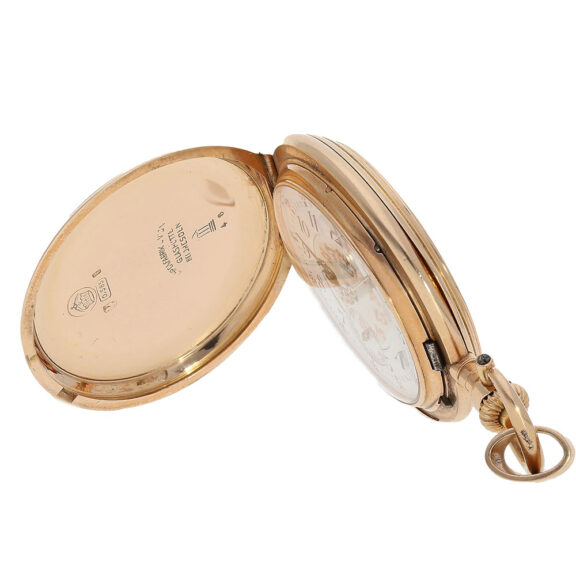 German 14K pink gold lady's full hunter pocket watch Circa 1900 German 14K pink gold lady's full hunter pocket watch Circa 1900