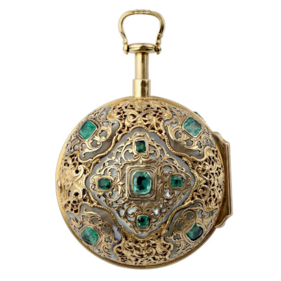 English gold, gem set, repeating watch with silent strike option Circa 1700