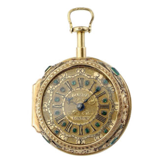 English gold, gem set, repeating watch with silent strike option Circa 1700