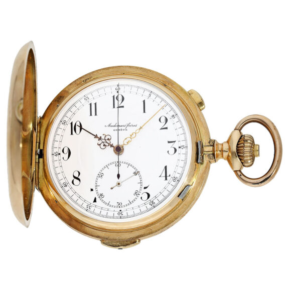 Swiss gold hunting cased repeating chronograph Circa 1900