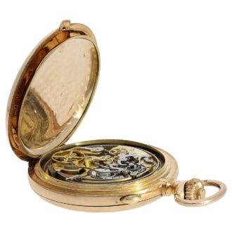 Swiss gold hunting cased repeating chronograph Circa 1900