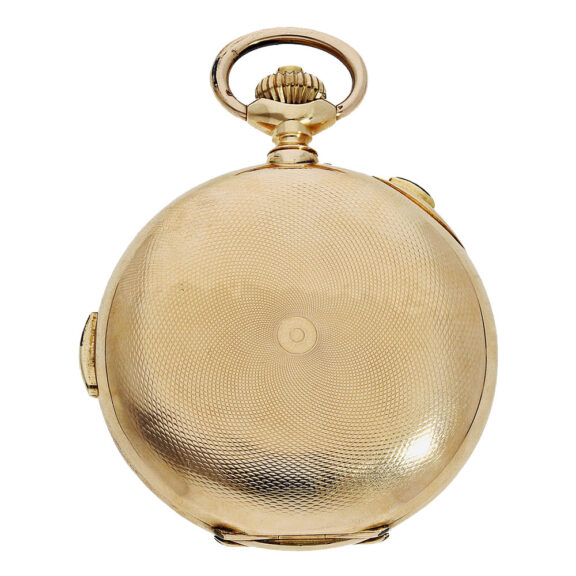 Swiss gold hunting cased repeating chronograph Circa 1900 Swiss gold hunting cased repeating chronograph Circa 1900