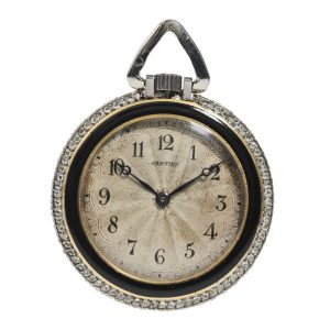 French gold and black enamel open faced watch Circa 1910