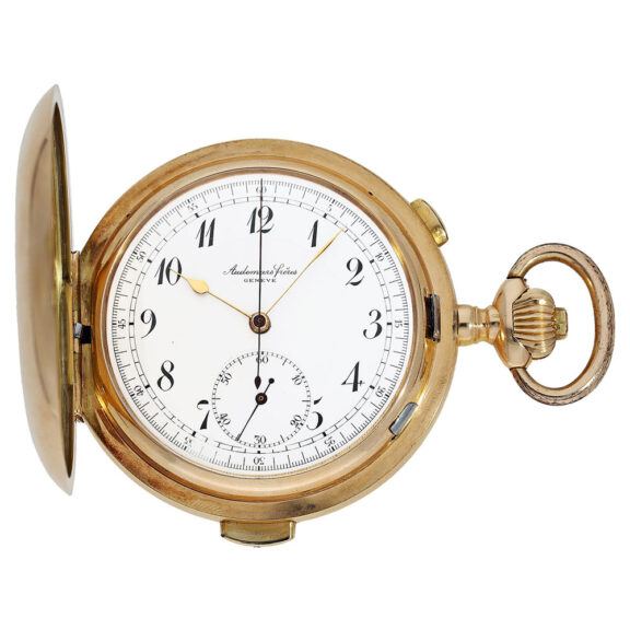 Swiss gold hunting cased repeating chronograph Circa 1900