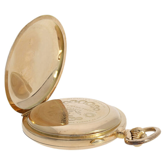 Swiss gold hunting cased repeating chronograph Circa 1900 Swiss gold hunting cased repeating chronograph Circa 1900