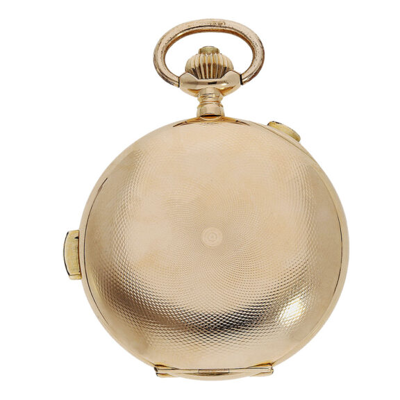 Swiss gold hunting cased repeating chronograph Circa 1900 Swiss gold hunting cased repeating chronograph Circa 1900