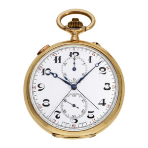 Swiss gold split-seconds chronograph pocket watch Circa 1920