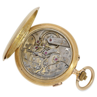 Swiss gold split-seconds chronograph pocket watch Circa 1920
