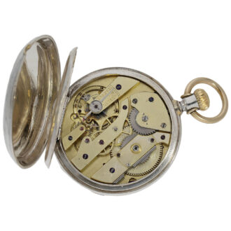 Swiss silver watch with enamelled noble coat of arms Circa 1870