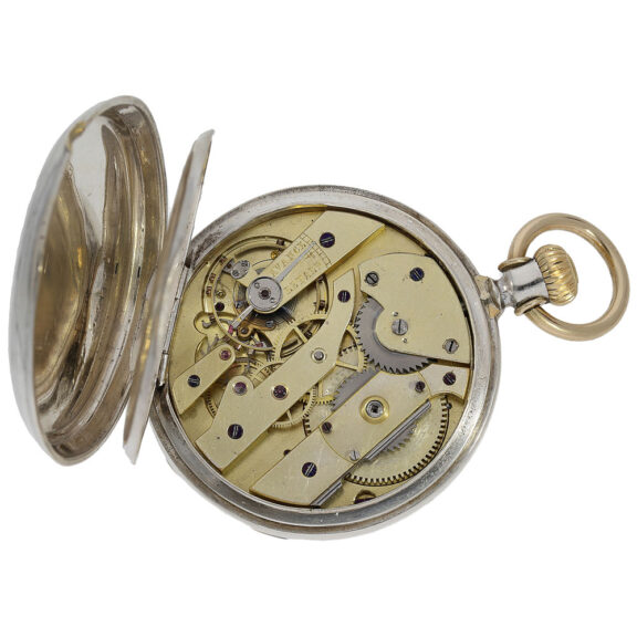 Swiss silver watch with enamelled noble coat of arms Circa 1870 Swiss silver watch with enamelled noble coat of arms Circa 1870