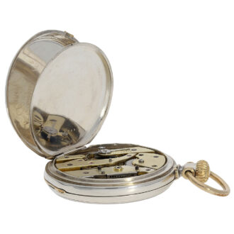 Swiss silver watch with enamelled noble coat of arms Circa 1870